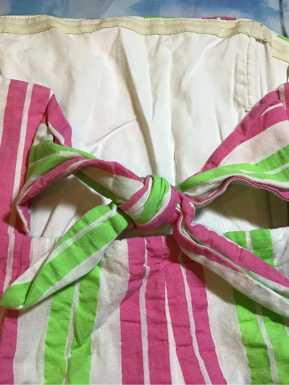 Lilly Pulitzer strapless  mini dress vibrant pink and green woman - Picture 3 of 7